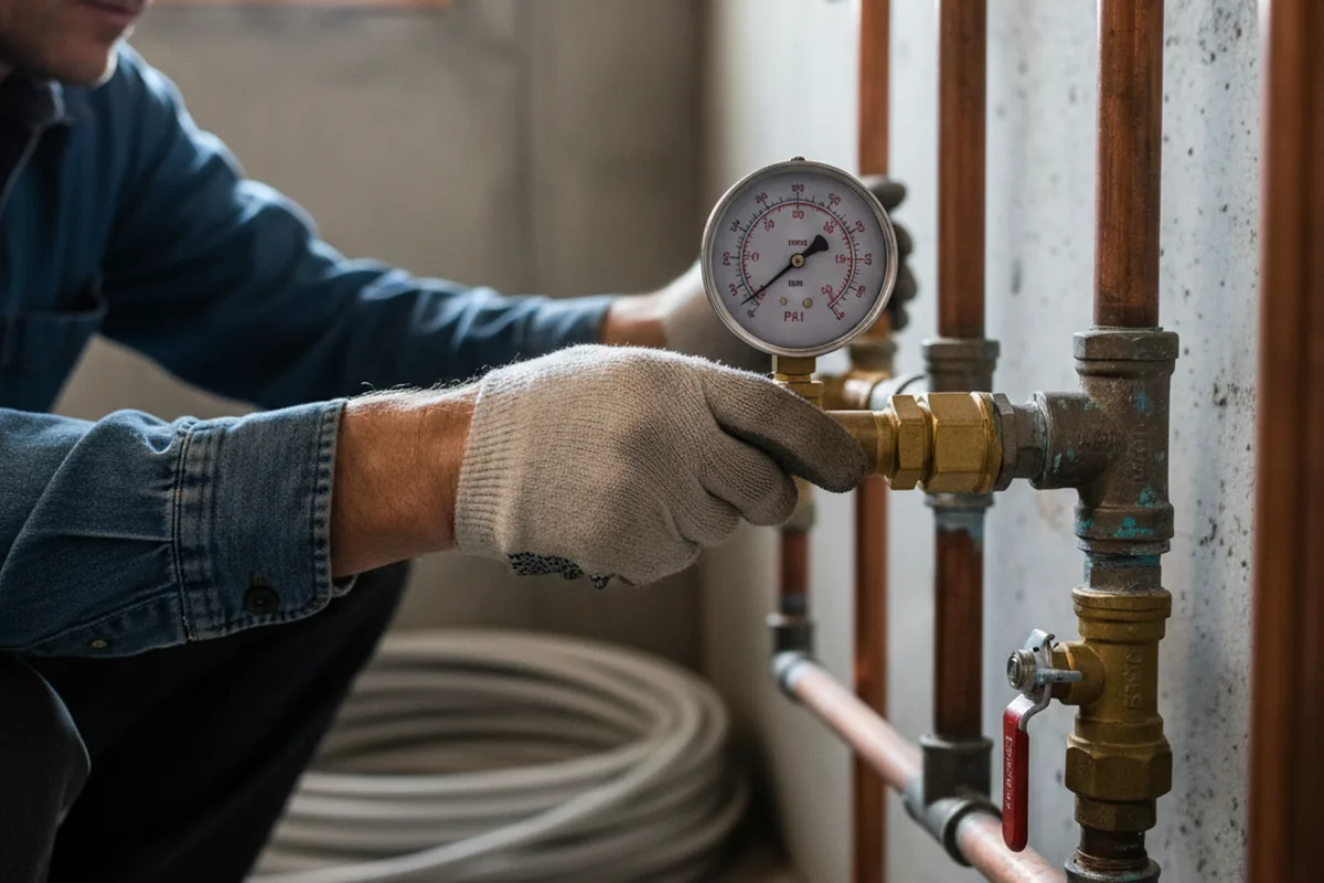 Pressure testing a repaired line during Water Line Repair in Fairfield